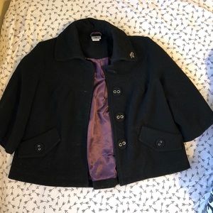 Quarter length pea coat with large buttons